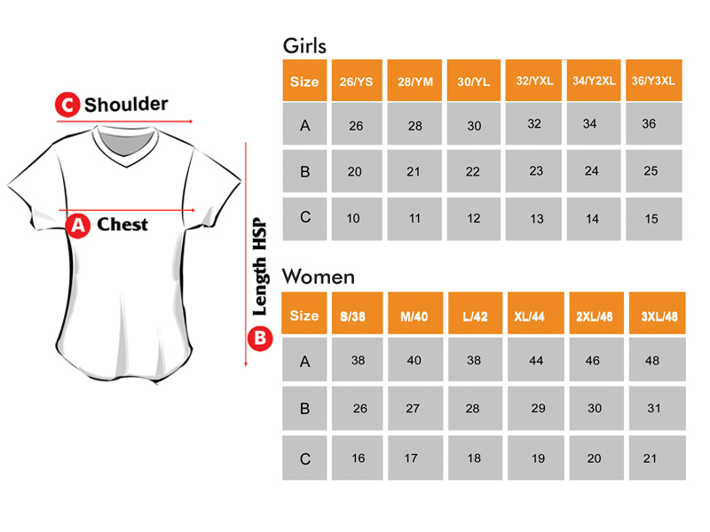 women's football jersey size chart